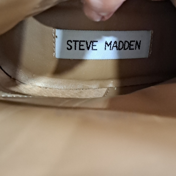 Steve Madden Leather Camel Colored Pointed Toe Boots 7.5B Triangle Heel Side Zip - Picture 3 of 10